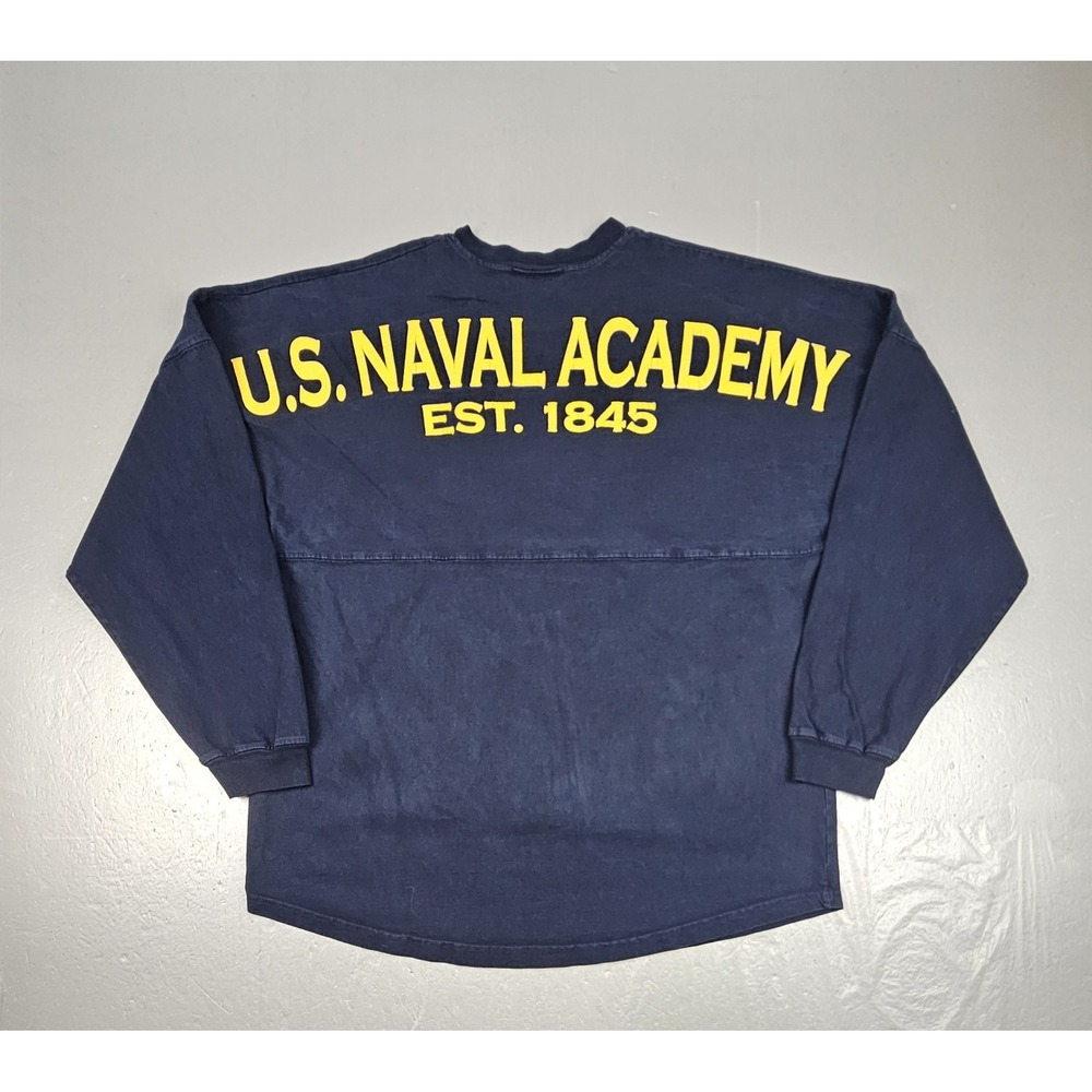 US Naval Academy Spirit Jersey Shirt Mens Large Navy Blue Long Sleeve Military